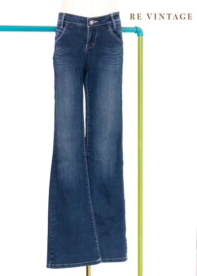 粉紅甜心低腰牛仔喇叭褲1