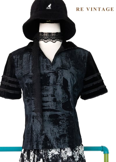 殘影美學丹寧與絨布結合上衣1