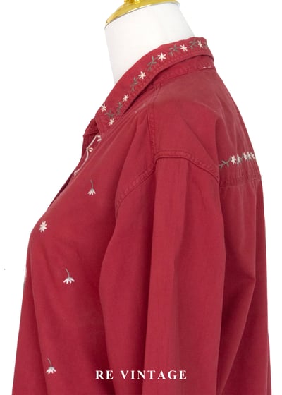 霧紅色歐洲鄉村小花長袖襯衫8