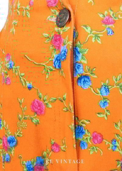 亮橘子色藍玫瑰高腰小腳褲（24"）9