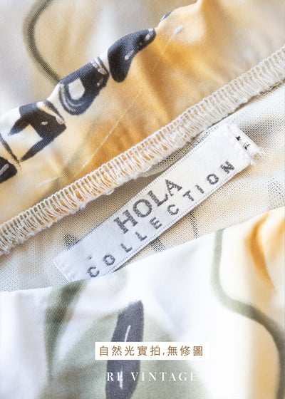 春天奶黃色手繪圖騰及膝裙（24-28"）10