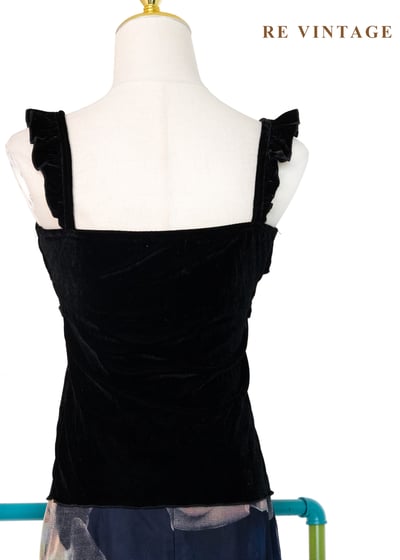 優雅荷葉邊黑天鵝絨布小背心6