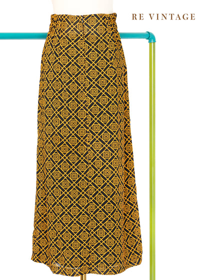 螢光橘小方格高腰長裙（24-28"）6