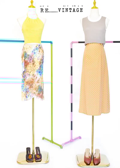 粉橘色點點長裙2