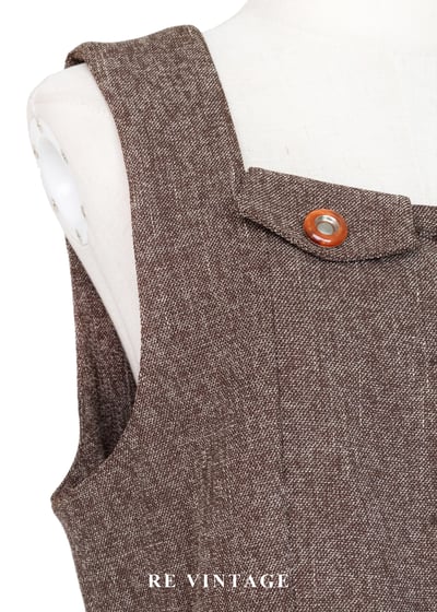 氣質單品 - 復古方領摩卡色氣質長洋裝6