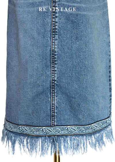 流浪的波西米亞變形蟲緞帶流蘇牛仔裙（27"）5
