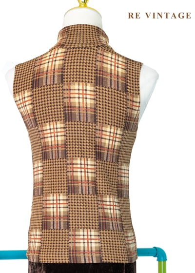 時光棋盤英倫復古千鳥格紋背心8