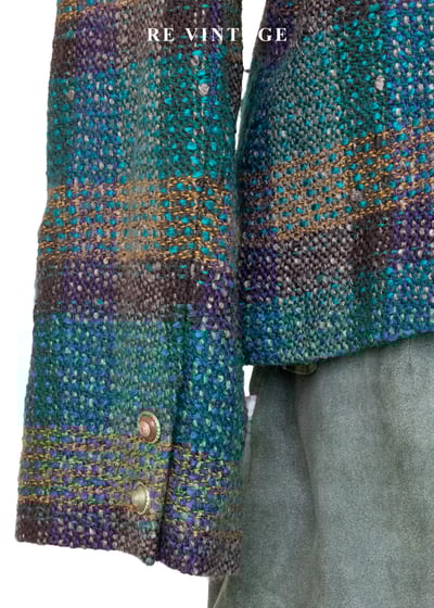 孔雀綠粗花毛呢格紋西裝外套11