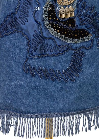 流蘇搖晃月光金幣牛仔短裙（26"）6