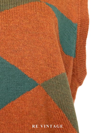 橘x綠 森林影子落日毛衣背心6