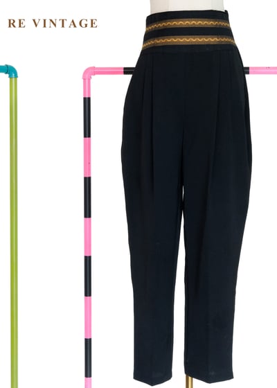 奢華金邊黑曜石的低語高腰褲（25-26"）1