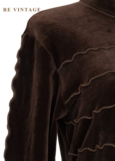 午夜可可 - 法式波紋絨布長洋裝8