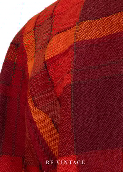 『歐洲寶物』法國製 - 氣質出眾的橘紅色不規則格紋西裝外套13