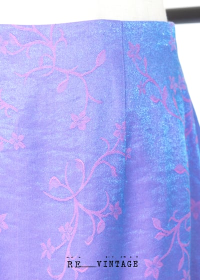 藍紫色珠光小花朵中長裙7