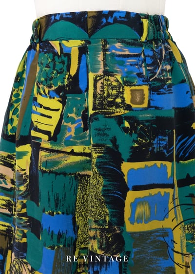 抽象畫色塊派對高腰寬版短褲（26-30"）12