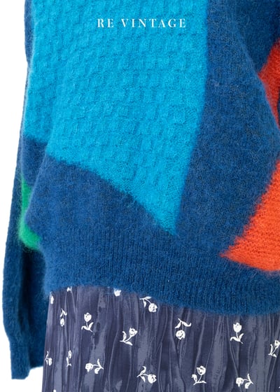 海洋藍藍彩色方塊海馬毛針織毛衣12