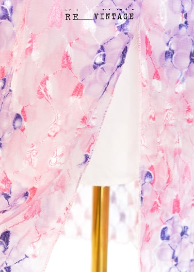 螢光粉紫色編織刺繡圖騰網紗長裙6