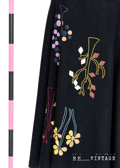 冬天的小花朵拼接毛呢中長裙（26")5