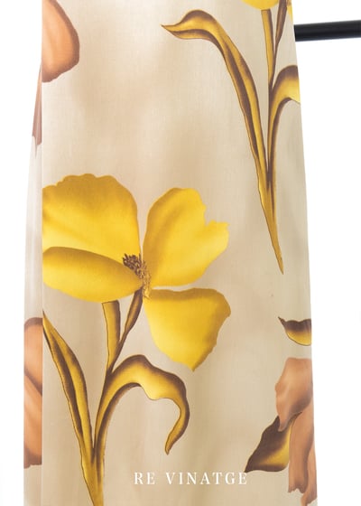 Made in USA - 奶茶色大黃花彈性洋裝9