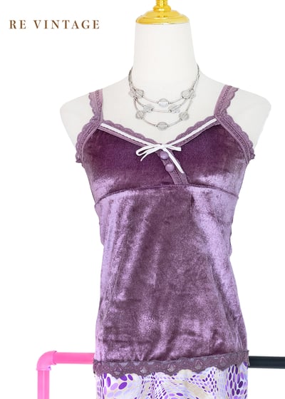 糖漬葡萄色絨布細肩帶背心1