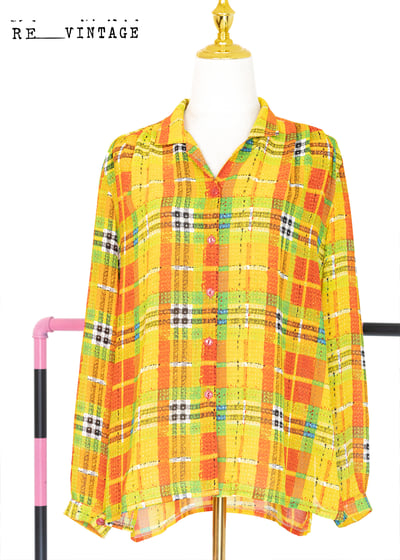 亮眼の橘黃色格紋襯衫7