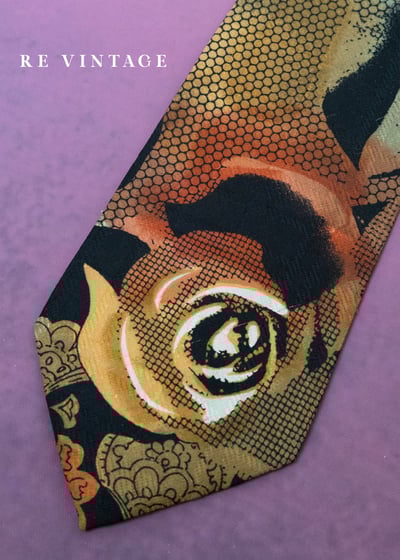 巴洛克式浪漫焦糖色玫瑰印花領帶4