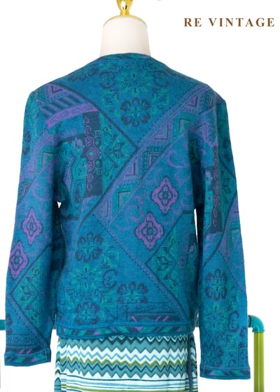 日本製 - 藍綠色秘密圖紋迷宮針織外套11