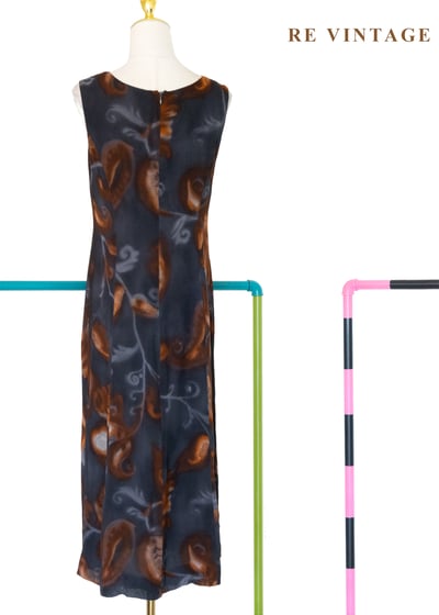 煙灰琥珀如夢似幻圖騰洋裝10