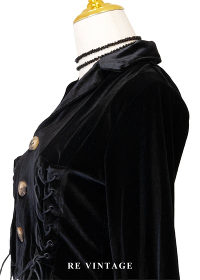 率性側腰綁繩黑絨短版上衣8