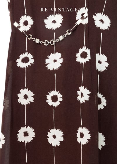 Floral Curtain 牛奶巧克力色雪紡長洋裝4