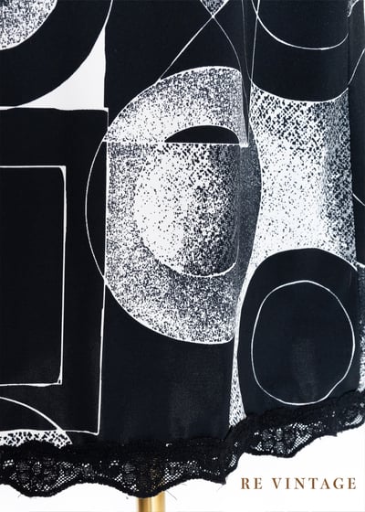 『歐洲寶物』黑與白幾何圖形pixelated印花細肩帶洋裝9