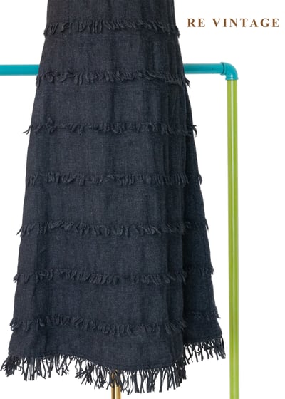 深藍多層次毛邊Ｖ領洋裝4