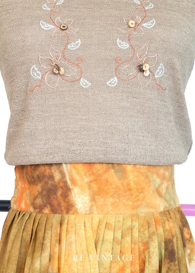 咖啡牛奶色木珠小花小背心5