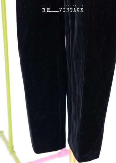 高腰黑白交錯絨布硬挺長褲6