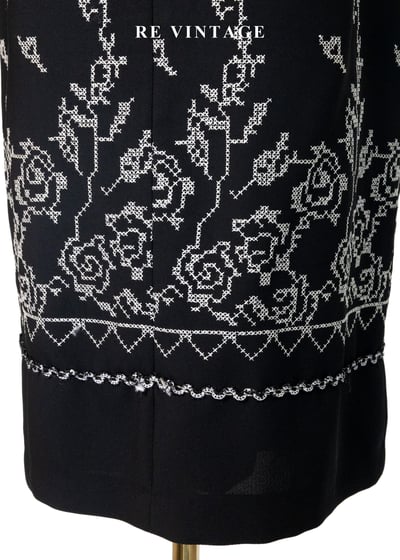 十字繡花卉古典韻味及膝裙（26"）10