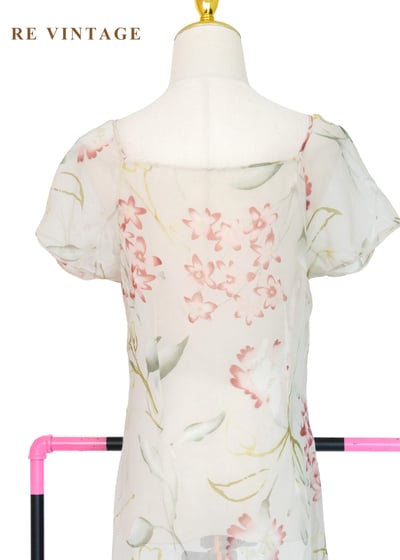 田園碎花方領透膚花卉長洋裝12