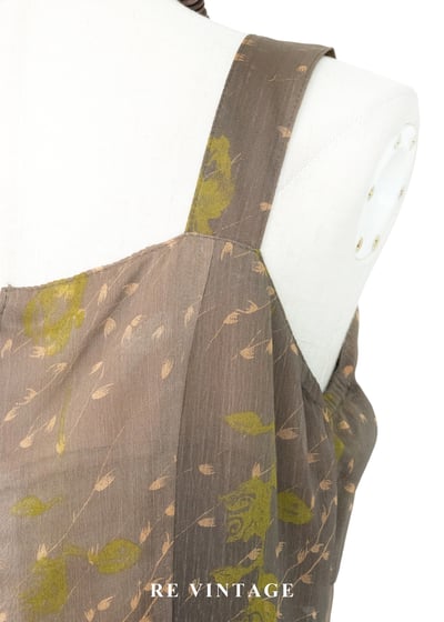 茶墨落葉不規則暈染長洋裝15