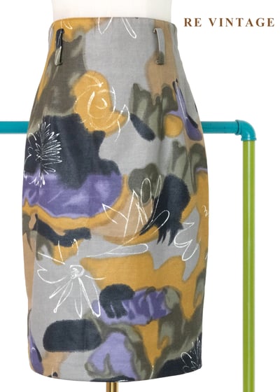 藝術家的調色盤暈染花卉窄裙（26-28"）1