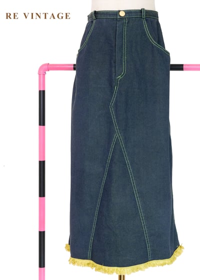 檸檬帶點綠個性單寧中長裙（26"）1