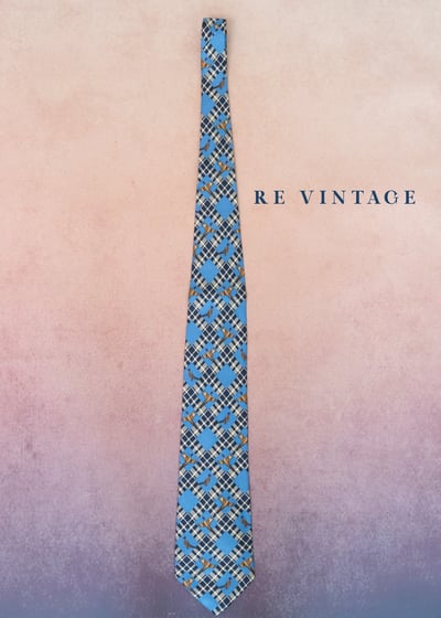 英倫經典狩獵圖騰藍色菱格領帶6
