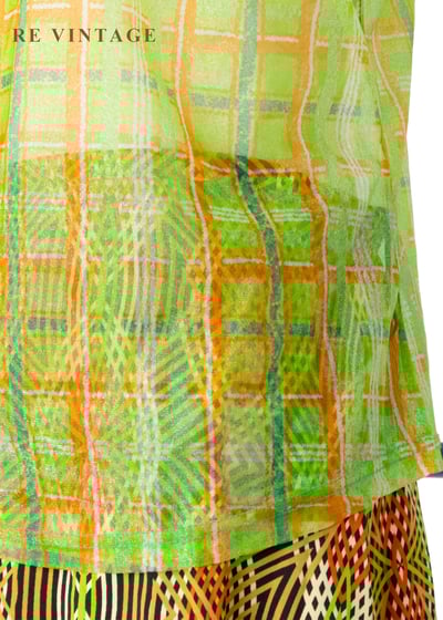 蜂蜜檸檬綠格紋網紗短袖上衣11