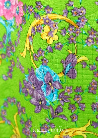 義大利製 - 螢光綠粉紅小花古典美裙（24.5"）3