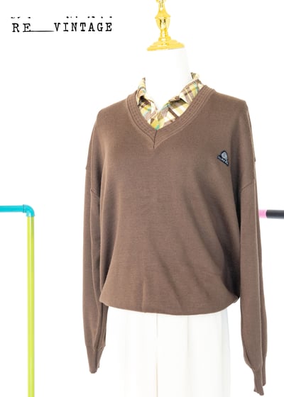 深咖啡色好質感毛料針織上衣1