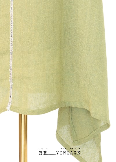 草綠色氣質不規則下擺中長裙5