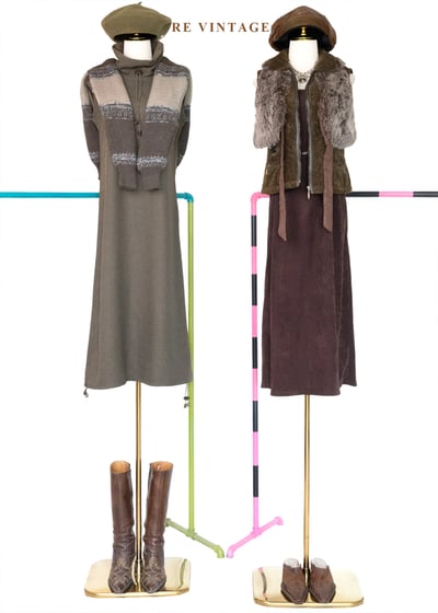 深橄欖綠粗條燈芯絨落葉背心2