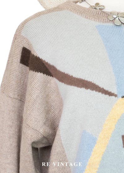 莫蘭迪抽象拼接圖騰針織毛衣4