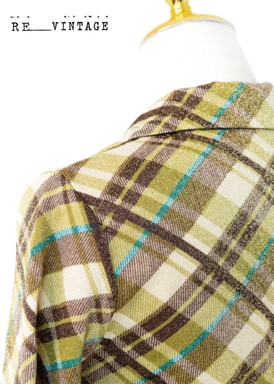 金光閃閃草綠棕菱格彈性上衣10