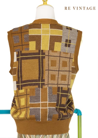 Topaz 格紋拼接針織毛衣背心7