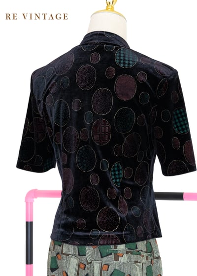 泡泡糖黑絨布短袖上衣6