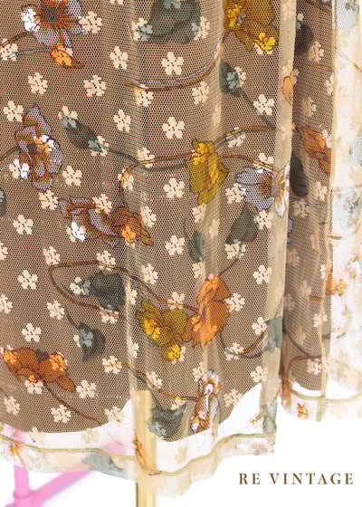 杏仁米色小花網紗洋裝11